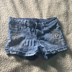 Vigoss Blue Denim Shorts with Frayed Hem